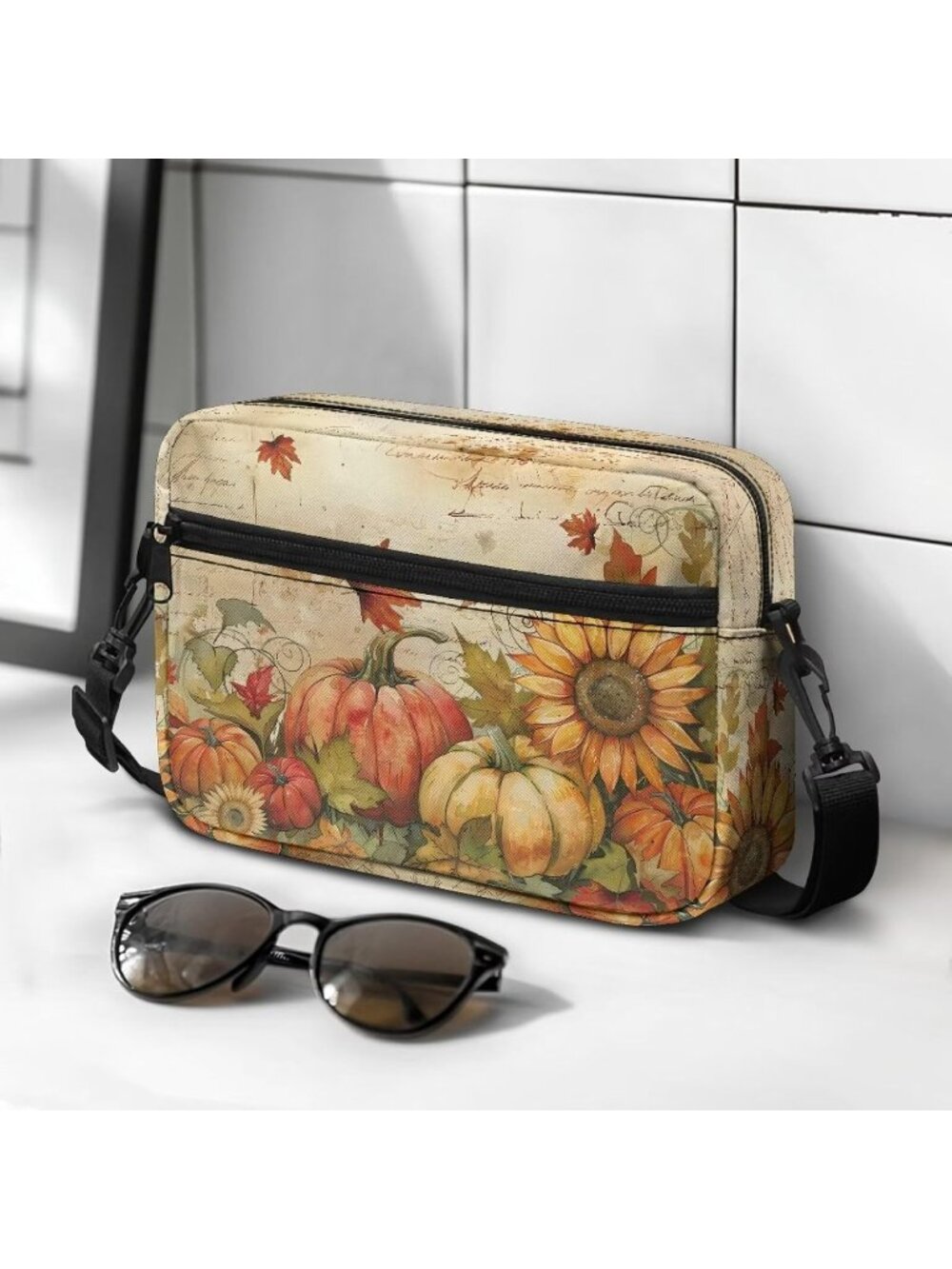 🎃Women's Fall Harvest Pumpkin Halloween Small Shoulder Cross Body Bag Zipper - Picture 3 of 6